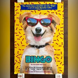 BINGO dog movie CINDY WILLIAMS poster original video store promo VHS Rolled